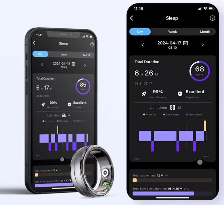 Elegancki Smart Ring RUBICON R6, Złoto/Srebro, Rozmiar 11 (US) 💍