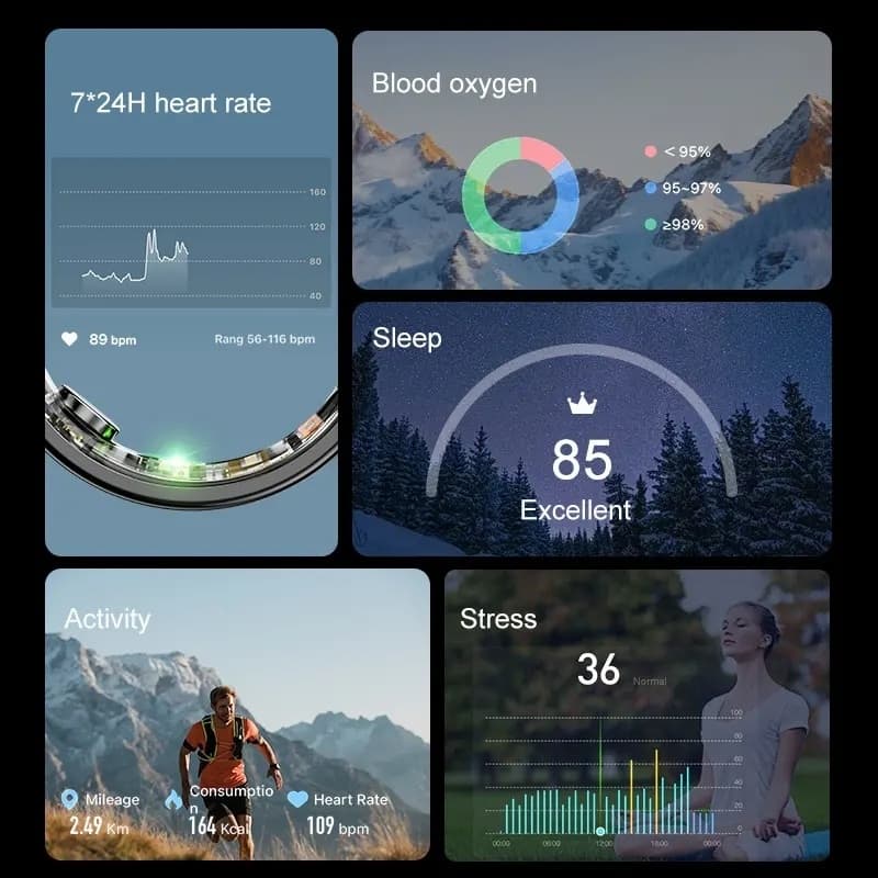 Elegancki Smart Ring RUBICON R6, Złoto/Srebro, Rozmiar 11 (US) 💍